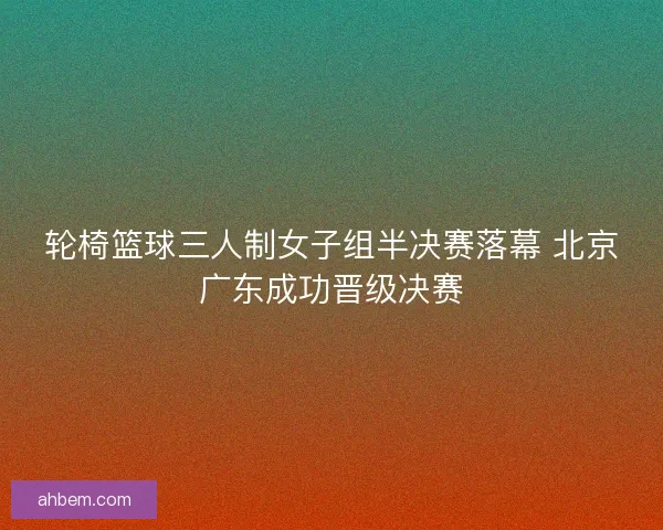 轮椅篮球三人制女子组半决赛落幕 北京广东成功晋级决赛